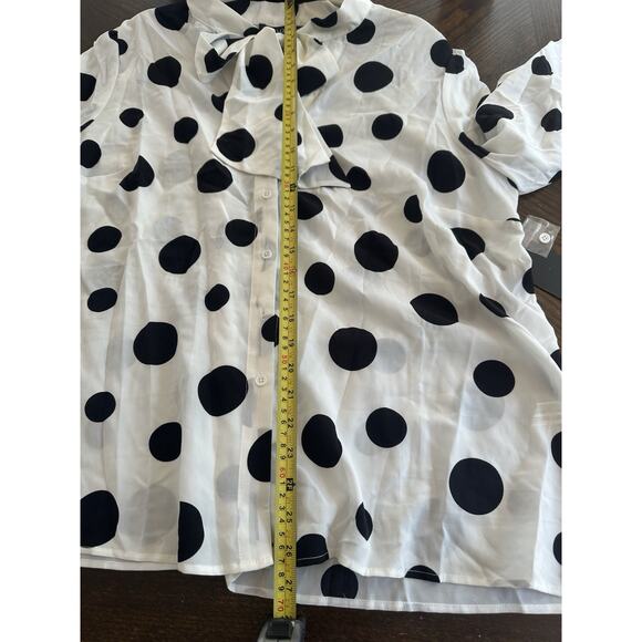 Eloquii Bow Front Polka Dot Blouse 18 Secretary Retro Pinup Career Feminine - Picture 9 of 9
